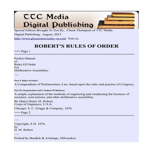 Robert's Rules of Order