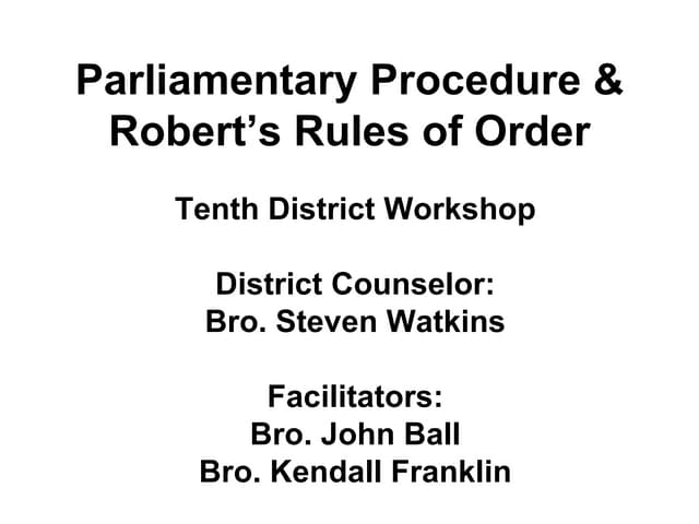 Cheat Sheet - Roberts Rules of Order