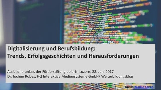 Digitalisierung und Berufsbildung: Trends, Erfolgsgeschichten und Herausforde...