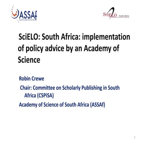  SciELO: South Africa: implementation of policy advice by an Academy of Science