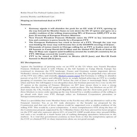 Robin hood tax political update june 2012