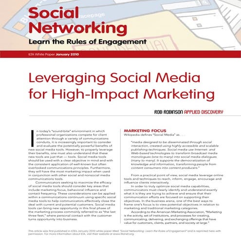 Leveraging Social Media for High Impact Marketing