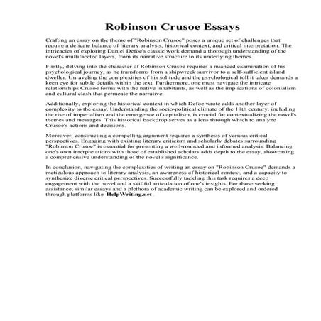 Robinson Crusoe Essays