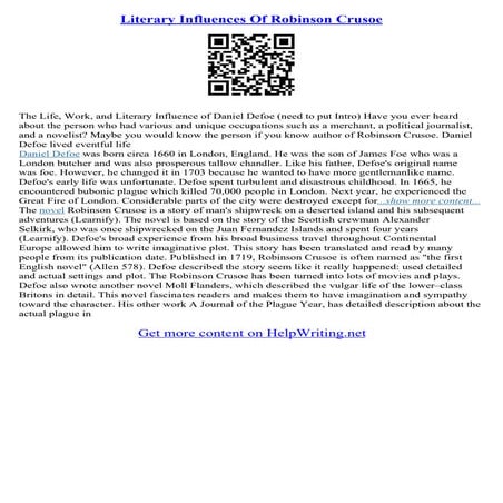 Robinson Crusoe Essay Topics