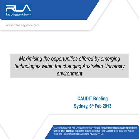 Maximising the opportunities offered by emerging technologies within the chan...