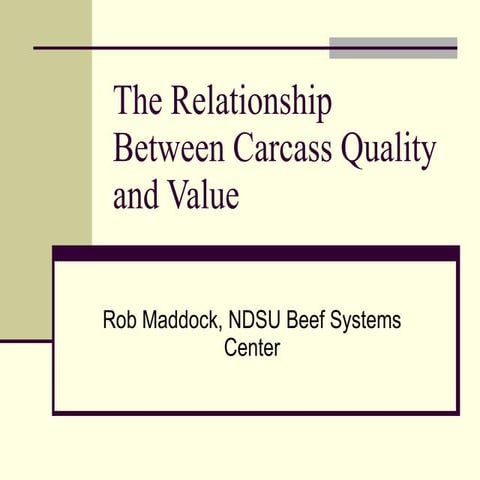 The Relationship Between Carcass Quality and Value