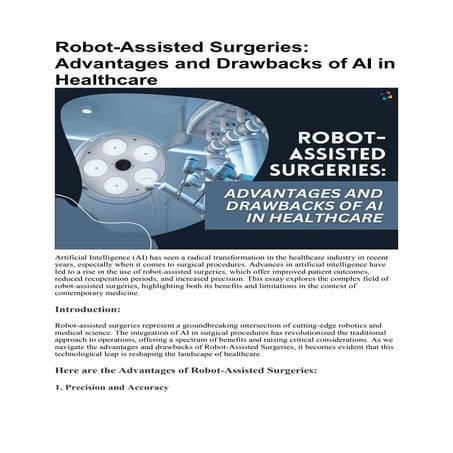 Robot-Assisted Surgeries: Advantages and Drawbacks of AI in Healthcare
