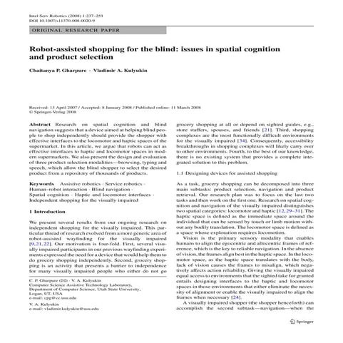 Robot-Assisted Shopping for the Blind: Issues in Spatial Cognition and Produc...