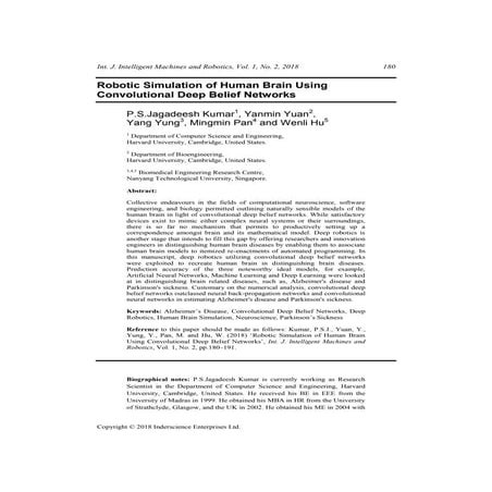 Robotic Simulation of Human Brain Using Convolutional Deep Belief Networks