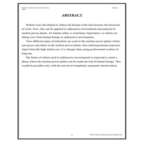 Robots inradioactiveenvironments