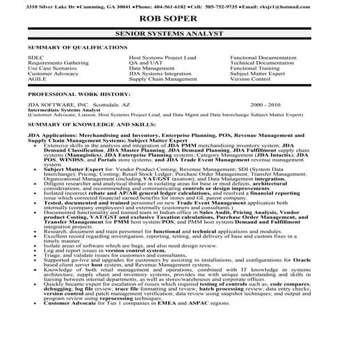 Rob Soper Senior Systems Analyst | PDF