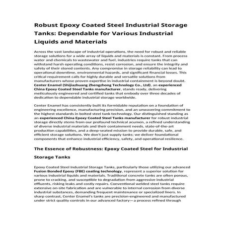 Robust Epoxy Coated Steel Industrial Storage Tanks Dependable for ...