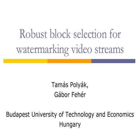 Robust Watermarking of Video Streams