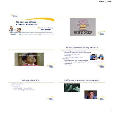 Clinical Research Training - Dr Rob O'Connor, Irish Cancer Society - December 7th 2016