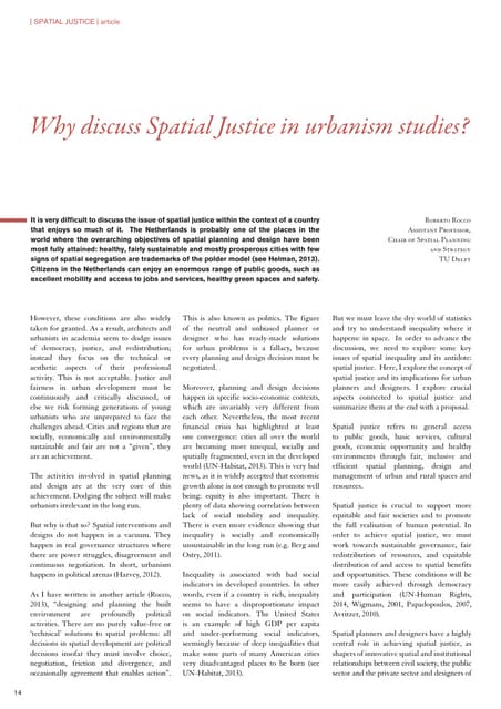 Why discuss Spatial Justice in Urbanism studies?