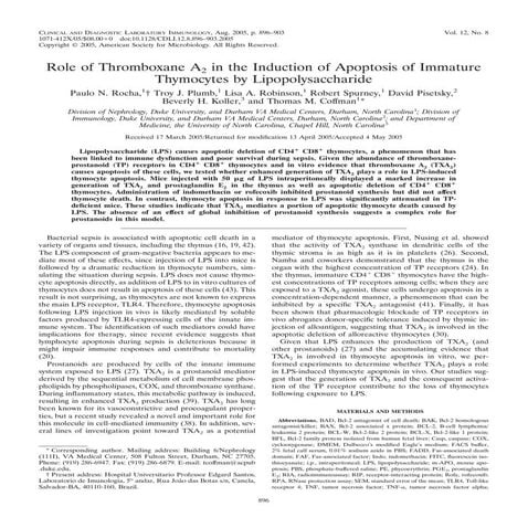 Role of Thromboxane A2 in the Induction of Apoptosis of Immature Thymocytes b...