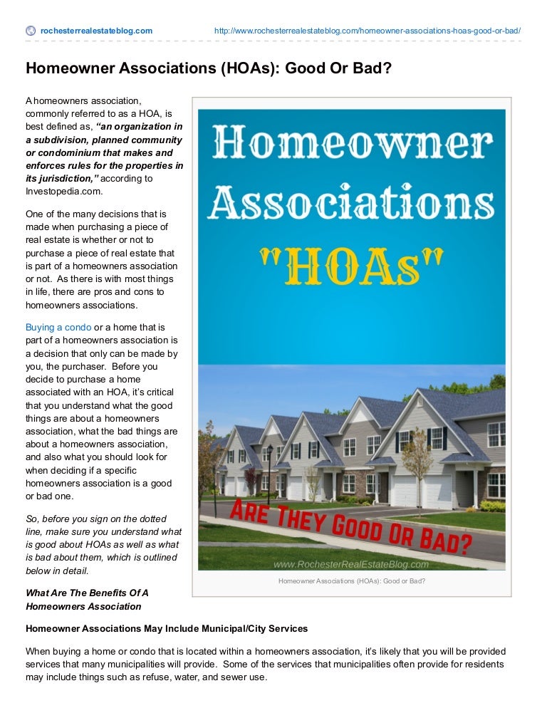 Are Homeowner Associations A Good Thing Or Bad Thing