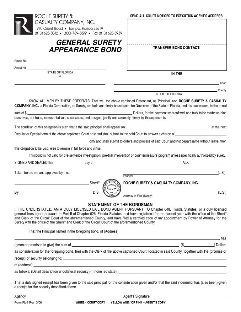 Roche Surety and Casualty Company General Appearance Bond