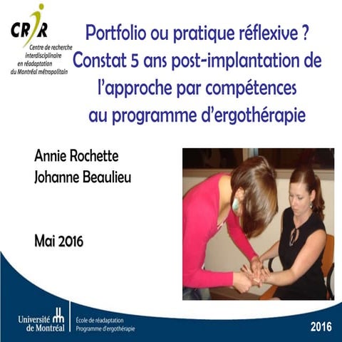 Portfolio ou pratique réflexive? Constat 5 ans post-implantation de l’approche par compétences au programme d’ergothérapie