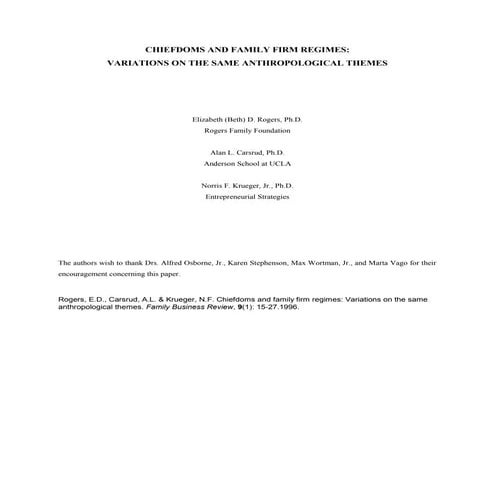 Family business = Tribal chiefdoms?? 