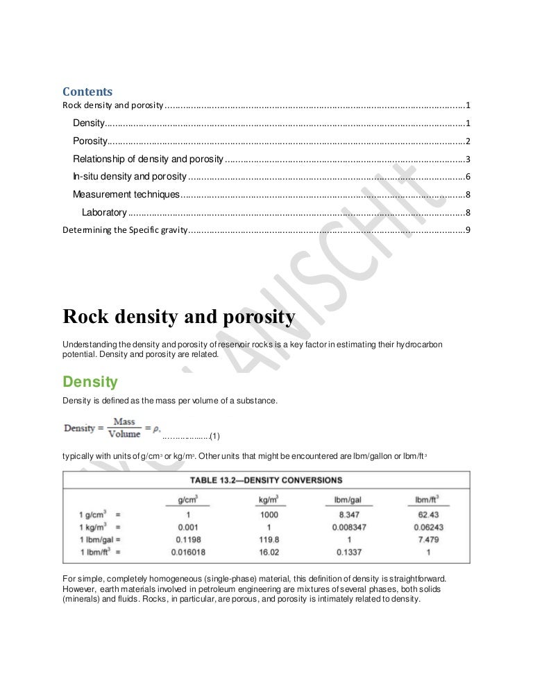 Rock density and porosity lab