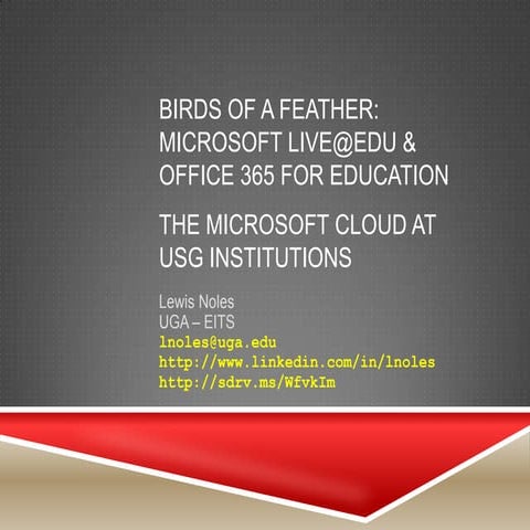 BoF: MS Live@EDU & Office 365 for EDU