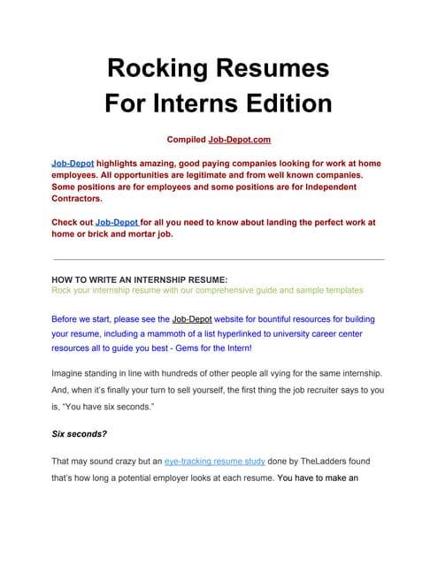 Rocking Resumes for Interns