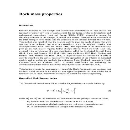 Rock mass properties