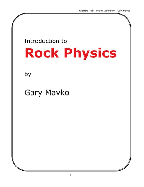 Rock Physics: Introduction