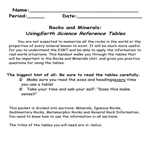 Rocks of the esrt guide