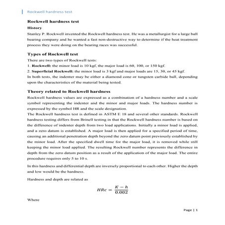 Rockwell hardness test