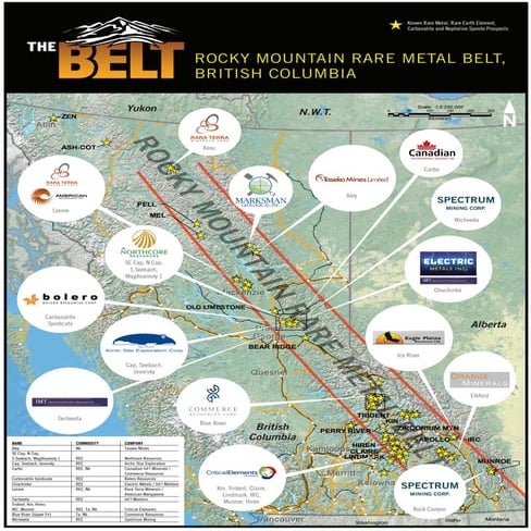 Map of the Rocky Mountain Rare Metal Belt (August 2011 Update)