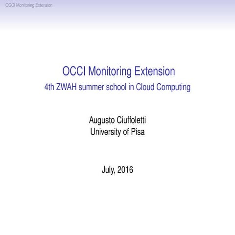 ZHAW 2016 - OCCI for monitoring