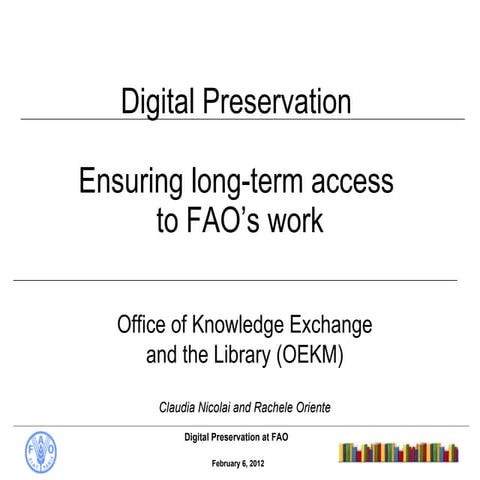 Digital preservation work at FAO