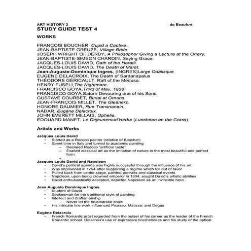 Rococo to Realism Study Guide