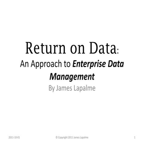 Return on Data : Fact-Driven MDM