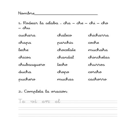 Trabajar con las letras ch