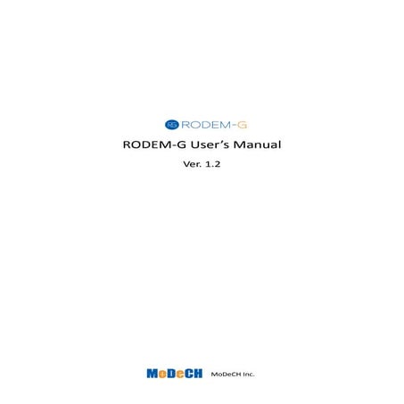 RODEM-G User's Manual v1.2 | PDF