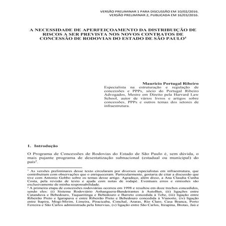 A necessidade de aperfeiçoamento da distribuição de riscos a ser prevista nos...