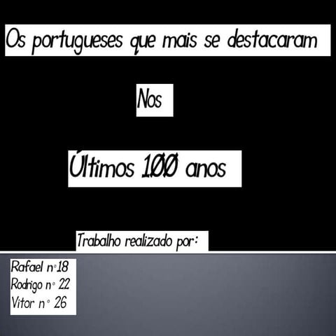 Os Portugueses que se destacaram nos últimos 100 Anos no Mundo