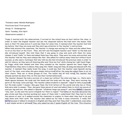 Rodrigues Practicum Journal - Kindergarten