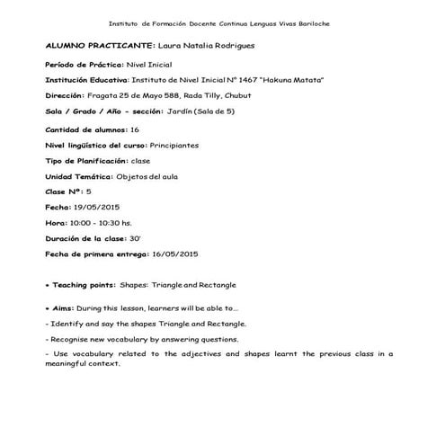 Rodrigues -  TPD - Primer Período - Planificación 5