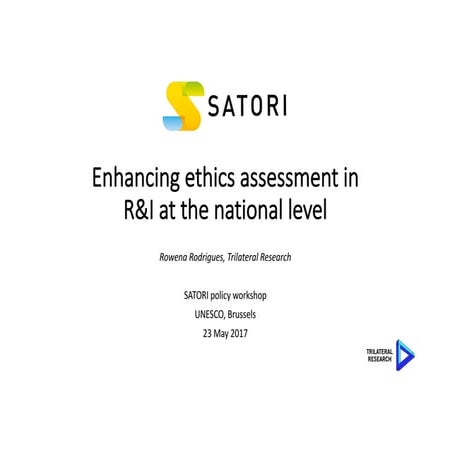 Enhancing ethics assessment in R&I at the national level