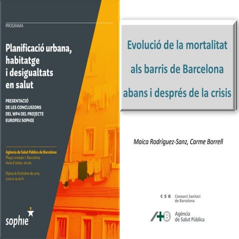 Evolució de la mortalitat als barris de Barcelona abans i després de la crisis