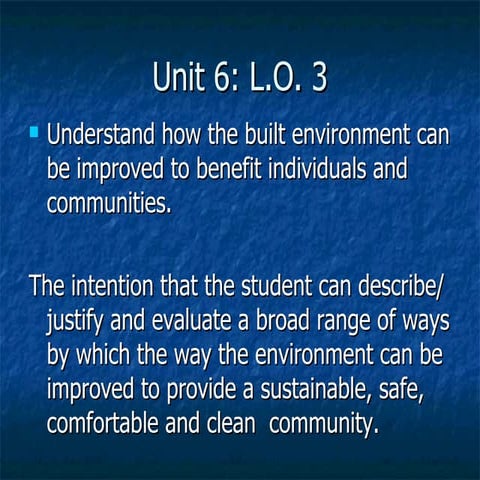 Roehampton University Handout Strand 2 - Built Environment Unit 6