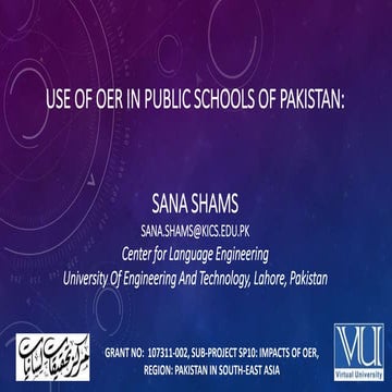 OER Use by Public School Students in Pakistan