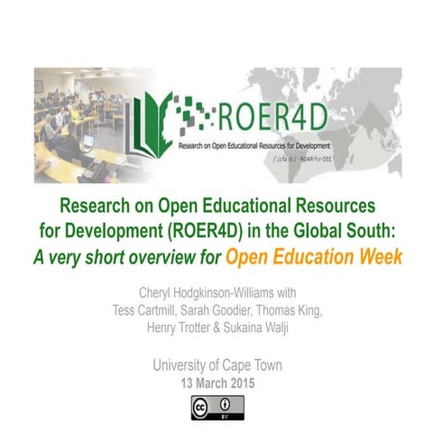 ROER4D - Short overview for Open Education Week 13 March 2015