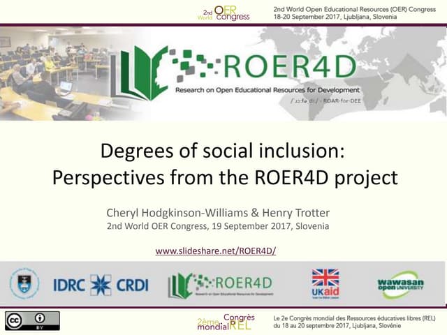 Degrees of social inclusion:  Perspectives from the ROER4D project