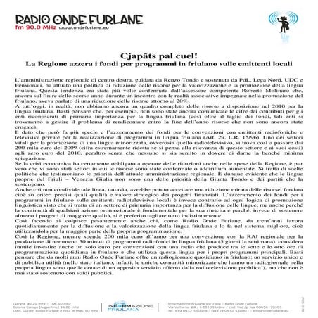 Onde furlane - comunicato stampa