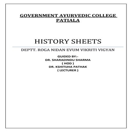 Roga nidan history sheet for long and short case